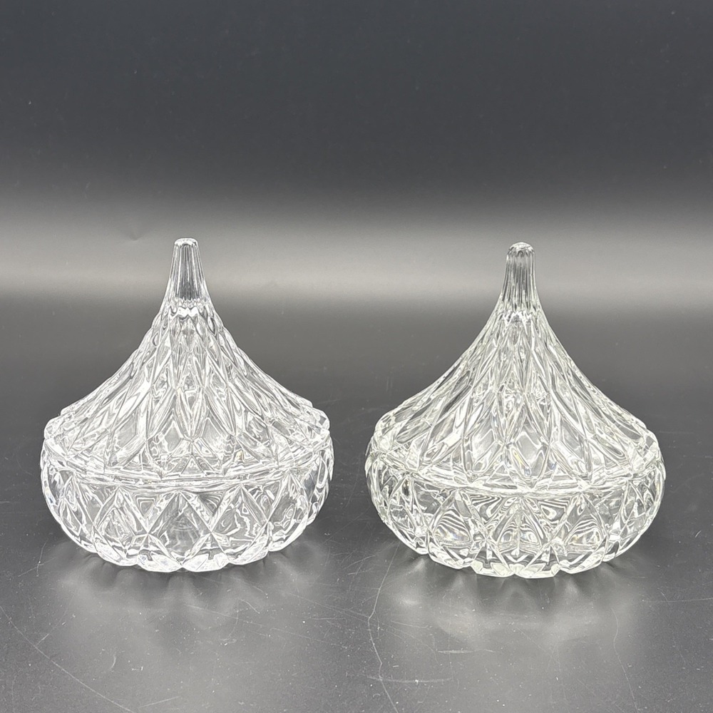 Vintage 1994 Hershey's Kiss Glass Candy Dishes - Set of 2 Mismatched Base